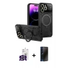 MARSİLYAN™- iPhone 16 Pro Max Kılıf Kıvılcım Modern Serisi - Siyah 3D Antistatik Hayalet Cam Ekran Koruyucu + Bilvis Titan Kamera Lens - SH