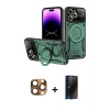 MARSİLYAN™- iPhone 16 Pro Max Kılıf Kıvılcım Modern Serisi - Siyah 3D Antistatik Hayalet Cam Ekran Koruyucu + Pers Alüminyum Kamera Lens - CLTM
