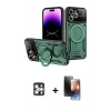 MARSİLYAN™- iPhone 16 Pro Max Kılıf Kıvılcım Modern Serisi - Siyah 3D Antistatik Mat Seramik Nano Ekran Koruyucu + Gümüş PVD Metal Kamera Lens