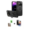 MARSİLYAN™- iPhone 16 Pro Max Kılıf Kıvılcım Modern Serisi - Siyah 3D Antistatik Mat Seramik Nano Ekran Koruyucu + Raze Metal Kamera Lens - CLTM