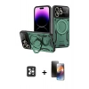 MARSİLYAN™- iPhone 16 Pro Max Kılıf Kıvılcım Modern Serisi - Siyah 3D Antistatik Mat Seramik Nano Ekran Koruyucu + PVD Metal Kamera Lens - SH