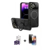 MARSİLYAN™- iPhone 16 Pro Max Kılıf Kıvılcım Modern Serisi - Siyah 3D Antistatik Mat Seramik Nano Ekran Koruyucu + Bilvis Titan Kamera Lens - SH