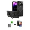 MARSİLYAN™- iPhone 16 Pro Max Kılıf Kıvılcım Modern Serisi - Siyah 3D Antistatik Mat Seramik Nano Ekran Koruyucu + Siyah Raze Metal Kamera Lens