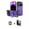 MARSİLYAN™- iPhone 16 Pro Max Kılıf Kıvılcım Modern Serisi - Siyah 3D Antistatik Mat Seramik Nano Ekran Koruyucu + PVD Metal Kamera Lens - GD