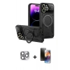MARSİLYAN™- iPhone 16 Pro Max Kılıf Kıvılcım Modern Serisi - Siyah 3D Antistatik Mat Seramik Nano Ekran Koruyucu + Gri Pers Alüminyum Kamera Lens
