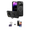 MARSİLYAN™- iPhone 16 Pro Max Kılıf Kıvılcım Modern Serisi - Siyah 3D Antistatik Mat Seramik Nano Ekran Koruyucu + Titanyum Gri Bilvis Titan Kamera Lens