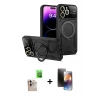MARSİLYAN™- iPhone 16 Pro Max Kılıf Kıvılcım Modern Serisi - Siyah 3D Antistatik Mat Seramik Nano Ekran Koruyucu + Raze Metal Kamera Lens - NLGY