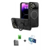 MARSİLYAN™- iPhone 16 Pro Max Kılıf Kıvılcım Modern Serisi - Siyah 3D Antistatik Seramik Nano Ekran Koruyucu + Raze Metal Kamera Lens - SH