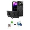 MARSİLYAN™- iPhone 16 Pro Max Kılıf Kıvılcım Modern Serisi - Siyah 3D Antistatik Seramik Nano Ekran Koruyucu + Raze Metal Kamera Lens - NLGY