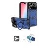 MARSİLYAN™- iPhone 16 Pro Max Kılıf Kıvılcım Modern Serisi - Siyah 3D Antistatik Seramik Nano Ekran Koruyucu + PVD Metal Kamera Lens - GS