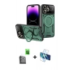 MARSİLYAN™- iPhone 16 Pro Max Kılıf Kıvılcım Modern Serisi - Siyah 3D Antistatik Seramik Nano Ekran Koruyucu + Raze Metal Kamera Lens - SH