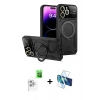 MARSİLYAN™- iPhone 16 Pro Max Kılıf Kıvılcım Modern Serisi - Siyah 3D Antistatik Seramik Nano Ekran Koruyucu + Raze Metal Kamera Lens - BZ