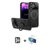 MARSİLYAN™- iPhone 16 Pro Max Kılıf Kıvılcım Modern Serisi - Siyah 3D Antistatik Seramik Nano Ekran Koruyucu + PVD Metal Kamera Lens - GS