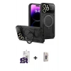 MARSİLYAN™- iPhone 16 Pro Max Kılıf Kıvılcım Modern Serisi - Siyah Bilvis 3D Cam Ekran Koruyucu + Bilvis Titan Kamera Lens - GS