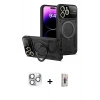 MARSİLYAN™- iPhone 16 Pro Max Kılıf Kıvılcım Modern Serisi - Siyah Bilvis 3D Cam Ekran Koruyucu + Pers Alüminyum Kamera Lens - GS