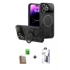 MARSİLYAN™- iPhone 16 Pro Max Kılıf Kıvılcım Modern Serisi - Siyah Bilvis 3X AR Hayalet Cam Ekran Koruyucu + Raze Metal Kamera Lens - CLTM