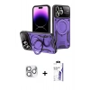 MARSİLYAN™- iPhone 16 Pro Max Kılıf Kıvılcım Modern Serisi - Siyah Bilvis 3X AR HD Cam Ekran Koruyucu + Pers Alüminyum Kamera Lens - GS