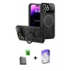 MARSİLYAN™- iPhone 16 Pro Max Kılıf Kıvılcım Modern Serisi - Siyah Bilvis 5in1 3D Magic Cam Ekran Koruyucu + Raze Metal Kamera Lens - SH