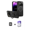 MARSİLYAN™- iPhone 16 Pro Max Kılıf Kıvılcım Modern Serisi - Siyah Bilvis 5in1 3D Magic Cam Ekran Koruyucu + PVD Metal Kamera Lens - SH