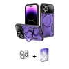 MARSİLYAN™- iPhone 16 Pro Max Kılıf Kıvılcım Modern Serisi - Siyah Bilvis 5in1 3D Magic Cam Ekran Koruyucu + Pers Alüminyum Kamera Lens - GS
