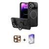 MARSİLYAN™- iPhone 16 Pro Max Kılıf Kıvılcım Modern Serisi - Siyah Bilvis 5in1 3D Magic Cam Ekran Koruyucu + Pers Alüminyum Kamera Lens - CLTM