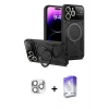 MARSİLYAN™- iPhone 16 Pro Max Kılıf Kıvılcım Modern Serisi - Siyah Bilvis 5in1 3D Magic Cam Ekran Koruyucu + Pers Alüminyum Kamera Lens - GS