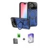 MARSİLYAN™- iPhone 16 Pro Max Kılıf Kıvılcım Modern Serisi - Siyah Bilvis 5in1 3D Magic Cam Ekran Koruyucu + Raze Metal Kamera Lens - SH