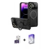 MARSİLYAN™- iPhone 16 Pro Max Kılıf Kıvılcım Modern Serisi - Siyah Bilvis 5in1 3D Magic Cam Ekran Koruyucu + Bilvis Titan Kamera Lens - TMGI