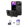MARSİLYAN™- iPhone 16 Pro Max Kılıf Kıvılcım Modern Serisi - Siyah Bilvis 5in1 3D Magic Cam Ekran Koruyucu + Bilvis Titan Kamera Lens - GS