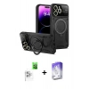 MARSİLYAN™- iPhone 16 Pro Max Kılıf Kıvılcım Modern Serisi - Siyah Bilvis 5in1 3D Magic Cam Ekran Koruyucu + Raze Metal Kamera Lens - BZ