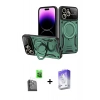 MARSİLYAN™- iPhone 16 Pro Max Kılıf Kıvılcım Modern Serisi - Siyah Bilvis 5in1 3D Magic Cam Ekran Koruyucu + Raze Metal Kamera Lens - SH