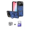 MARSİLYAN™- iPhone 16 Pro Max Kılıf Kıvılcım Modern Serisi - Siyah Bilvis 5in1 5D Magic Hayalet Cam Ekran Koruyucu + Pers Alüminyum Kamera Lens - GI