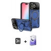 MARSİLYAN™- iPhone 16 Pro Max Kılıf Kıvılcım Modern Serisi - Siyah Bilvis 5in1 5D Magic Hayalet Cam Ekran Koruyucu + PVD Metal Kamera Lens - SH