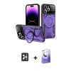 MARSİLYAN™- iPhone 16 Pro Max Kılıf Kıvılcım Modern Serisi - Siyah Bilvis 5in1 5D Magic Hayalet Cam Ekran Koruyucu + PVD Metal Kamera Lens - SH