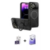 MARSİLYAN™- iPhone 16 Pro Max Kılıf Kıvılcım Modern Serisi - Siyah Bilvis 5in1 5D Magic Hayalet Cam Ekran Koruyucu + Titanyum Gri Bilvis Titan Kamera Lens