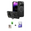 MARSİLYAN™- iPhone 16 Pro Max Kılıf Kıvılcım Modern Serisi - Siyah Bilvis 5in1 5D Magic Hayalet Cam Ekran Koruyucu + Raze Metal Kamera Lens - NLGY