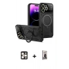 MARSİLYAN™- iPhone 16 Pro Max Kılıf Kıvılcım Modern Serisi - Siyah Bilvis Hayalet Cam Ekran Koruyucu + PVD Metal Kamera Lens - GD