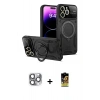 MARSİLYAN™- iPhone 16 Pro Max Kılıf Kıvılcım Modern Serisi - Siyah Buffer Cam Ekran Koruyucu + Pers Alüminyum Kamera Lens - GI