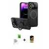 MARSİLYAN™- iPhone 16 Pro Max Kılıf Kıvılcım Modern Serisi - Siyah Buffer Cam Ekran Koruyucu + Raze Metal Kamera Lens - BZ