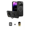 MARSİLYAN™- iPhone 16 Pro Max Kılıf Kıvılcım Modern Serisi - Siyah Buffer Cam Ekran Koruyucu + Siyah PVD Metal Kamera Lens