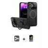 MARSİLYAN™- iPhone 16 Pro Max Kılıf Kıvılcım Modern Serisi - Siyah Buffer Hayalet Cam Ekran Koruyucu + Gold PVD Metal Kamera Lens