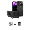 MARSİLYAN™- iPhone 16 Pro Max Kılıf Kıvılcım Modern Serisi - Siyah Buffer Hayalet Cam Ekran Koruyucu + Pers Alüminyum Kamera Lens - GI