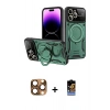 MARSİLYAN™- iPhone 16 Pro Max Kılıf Kıvılcım Modern Serisi - Siyah Buffer Hayalet Cam Ekran Koruyucu + Pers Alüminyum Kamera Lens - CLTM