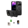 MARSİLYAN™- iPhone 16 Pro Max Kılıf Kıvılcım Modern Serisi - Siyah Buffer Hayalet Cam Ekran Koruyucu + Raze Metal Kamera Lens - NLGY