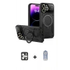 MARSİLYAN™- iPhone 16 Pro Max Kılıf Kıvılcım Modern Serisi - Siyah Joko Magic 5D Cam + Gümüş PVD Metal Kamera Lens