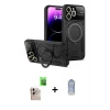 MARSİLYAN™- iPhone 16 Pro Max Kılıf Kıvılcım Modern Serisi - Siyah Joko Magic 5D Cam + Natural Grey Raze Metal Kamera Lens