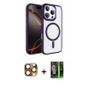 MARSİLYAN™- iPhone 16 Pro Max Kılıf Kıvılcım Prime - Şeffaf 360 Full Body Arka Koruyucu + Pers Alüminyum Kamera Lens - CLTM