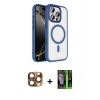 MARSİLYAN™- iPhone 16 Pro Max Kılıf Kıvılcım Prime - Şeffaf 360 Full Body Arka Koruyucu + Pers Alüminyum Kamera Lens - CLTM