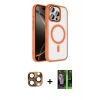 MARSİLYAN™- iPhone 16 Pro Max Kılıf Kıvılcım Prime - Şeffaf 360 Full Body Arka Koruyucu + Pers Alüminyum Kamera Lens - CLTM