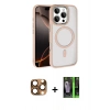 MARSİLYAN™- iPhone 16 Pro Max Kılıf Kıvılcım Prime - Şeffaf 360 Full Body Arka Koruyucu + Pers Alüminyum Kamera Lens - CLTM